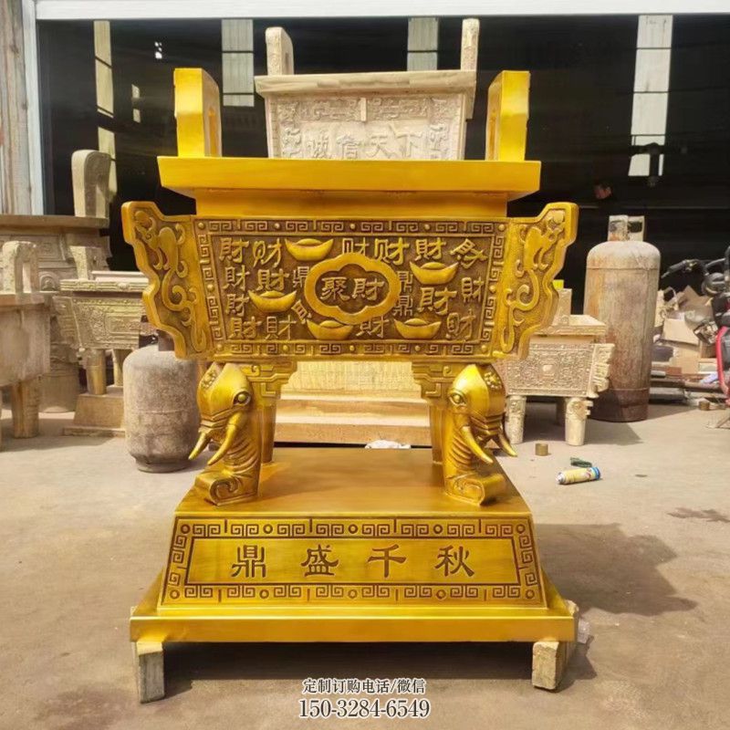 鎏金方鼎鼎盛千秋銅雕塑 鎏金方鼎鼎盛千秋銅雕塑