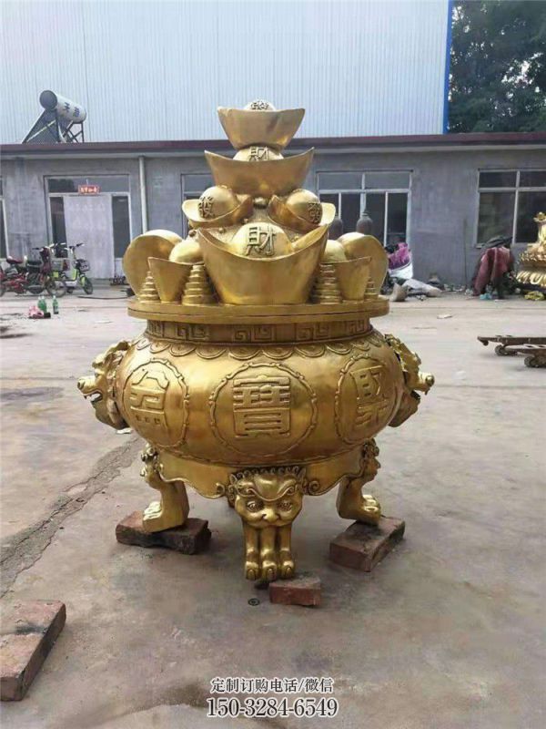 招財(cái)元寶圓鼎雕塑 招財(cái)元寶圓鼎雕塑