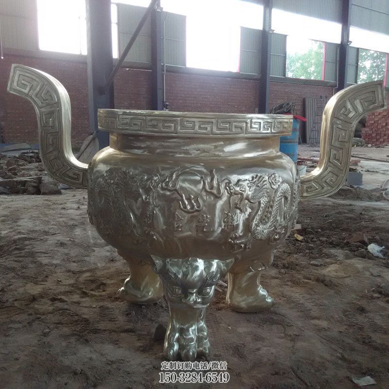 鑄銅三足爐雕塑制作 鑄銅三足爐雕塑制作