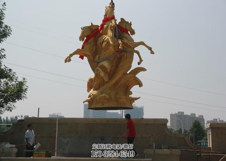 提供八馬奔騰雕塑，動物景觀美陳擺件
