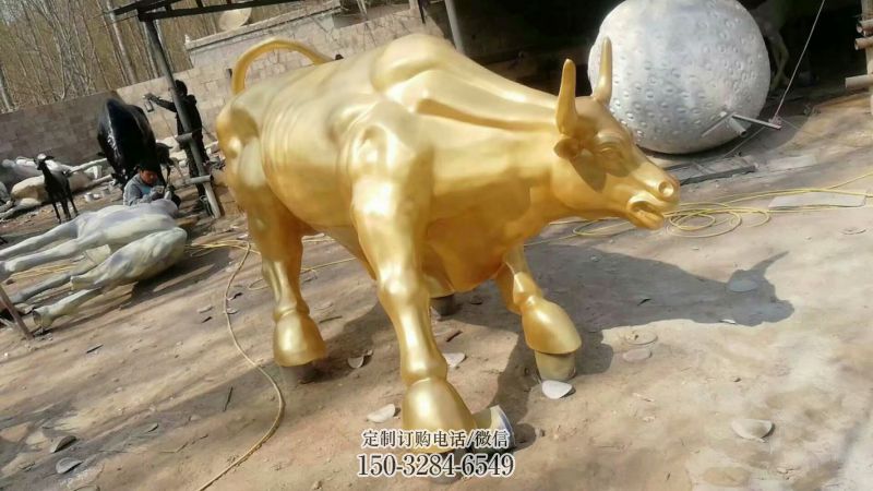 仿古華爾街牛雕塑 庭院彩繪雕塑 田間小品 仿古華爾街牛雕塑 庭院彩繪雕塑 田間小品