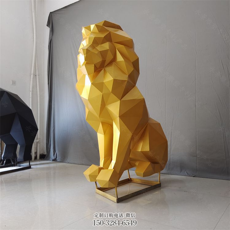 景觀獅子雕塑供應，切面動物雕塑，不銹鋼獅子雕塑供求