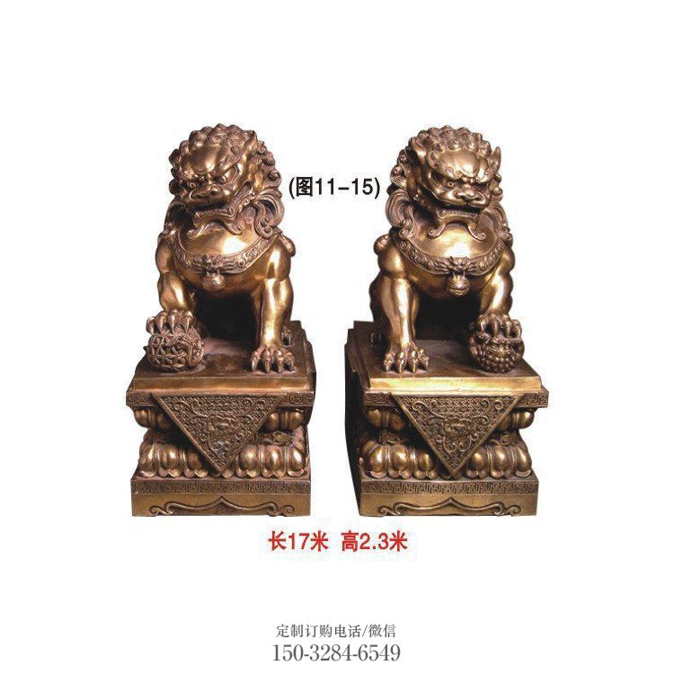 金屬獅子雕塑制作，城市裝飾，黃銅蹲獅雕塑選定