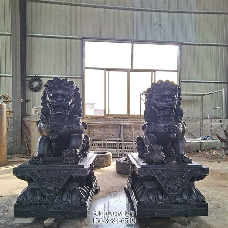 獅子雕塑擺件，動物擺件，景觀蹲獅雕塑選定