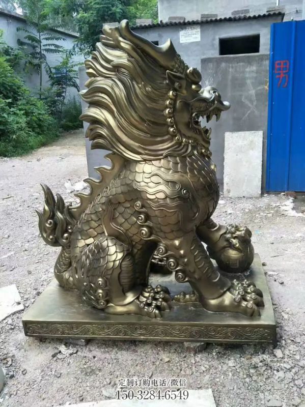 步行街麒麟雕塑，鑄銅農(nóng)耕雕塑，鑄造方式
