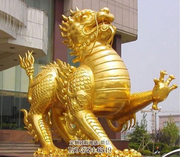 飯店麒麟雕塑，鍍金歐式雕塑，鍍金工藝