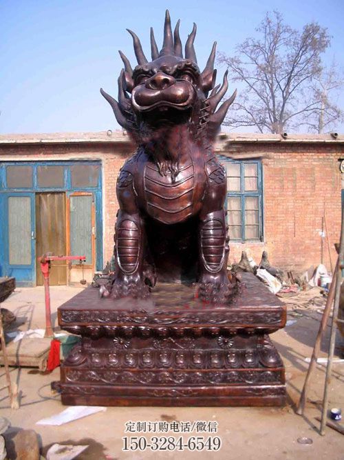 酒店麒麟雕塑，鍍金歐式雕塑，仿古擺件