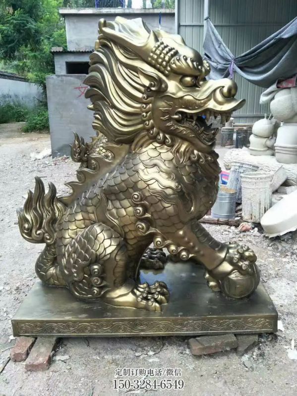 售樓部麒麟雕塑，噴砂發(fā)光雕塑，彩繪題材
