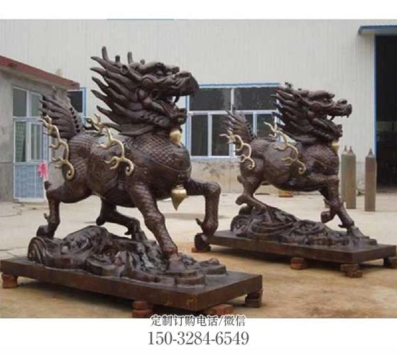 街道貔貅雕塑，大型動(dòng)物雕塑，古銅效果