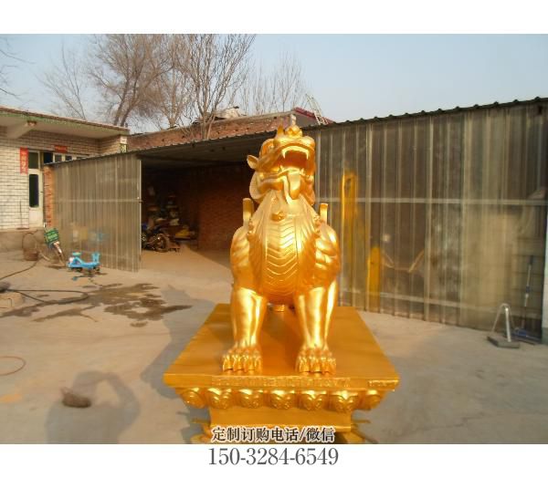 庭院貔貅雕塑，鍍金歐式雕塑，網(wǎng)格形式