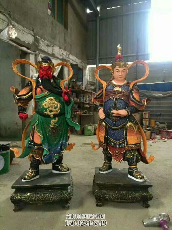 大型韋陀神像廠家，玻璃鋼材質(zhì)，仿銅韋陀神像定做
