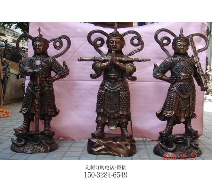 提供韋陀銅神像，鎏金效果，寺廟韋陀銅神像廠家