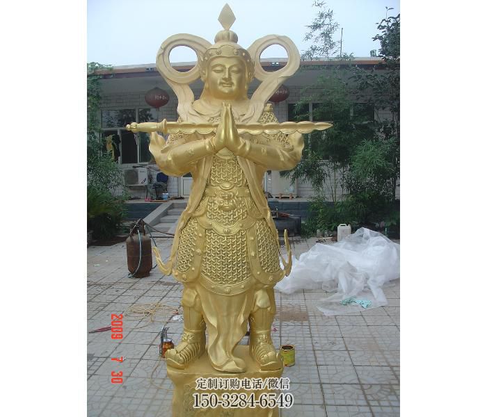 指定韋陀銅神像，鎏金效果，韋陀銅神像選用