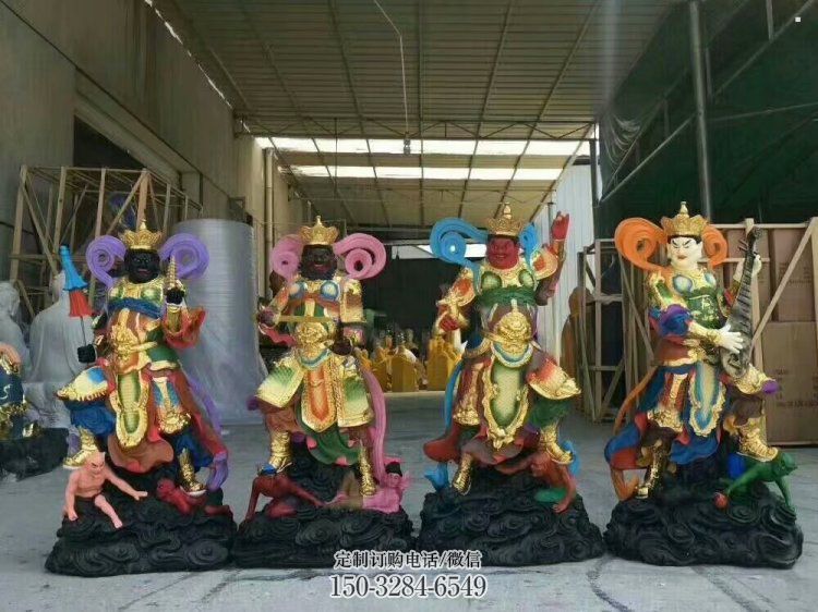 四大天王神像制作，寺廟神像，彩繪四大天王神像生產