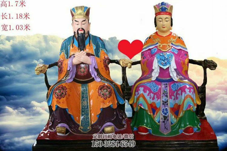 戶外玉皇王母神像工廠，佛堂擺放，大型玉皇王母神像加工