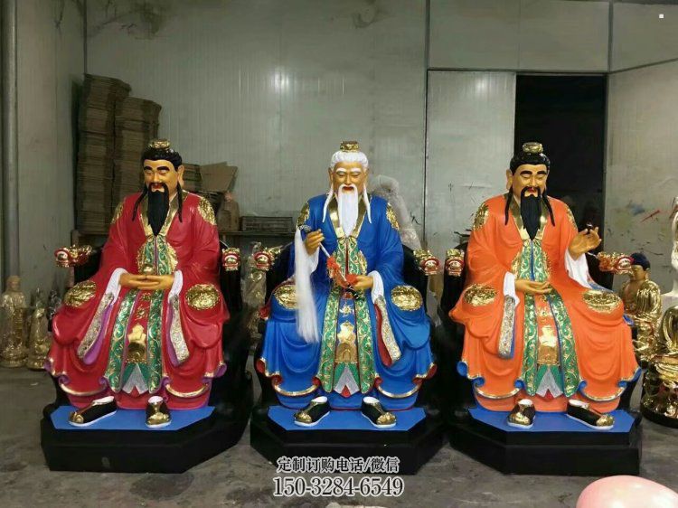 預(yù)定三清天尊神像，玻璃鋼材質(zhì)，寺廟三清天尊神像廠家