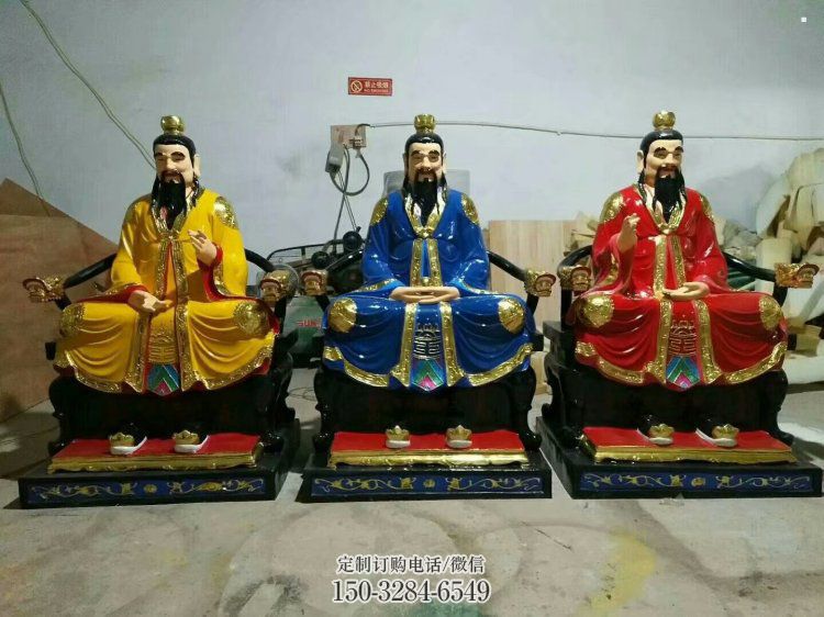 通用三清天尊神像，彩繪工藝，鑄銅三清天尊神像制作
