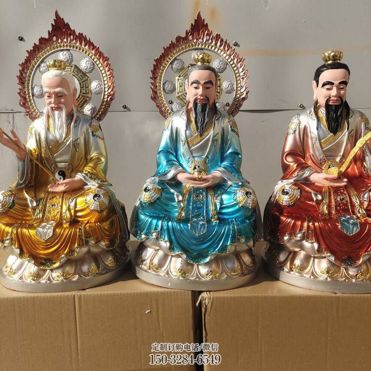 承接三清天尊神像，寺廟神像，仿銅三清天尊神像定做