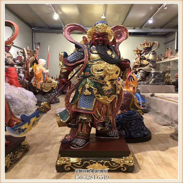 提供銅關(guān)公神像，玻璃鋼材質(zhì)，仿銅銅關(guān)公神像定做