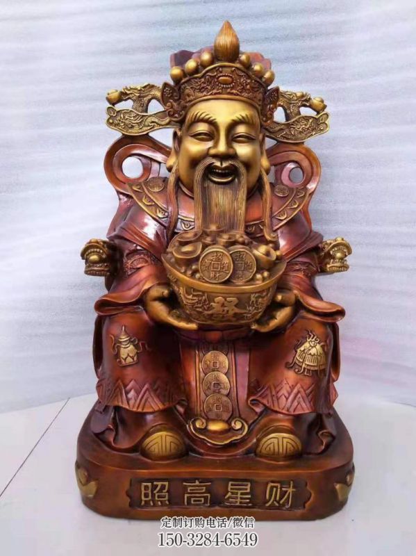 大型文財(cái)神像廠家，彩繪工藝，大型文財(cái)神像加工
