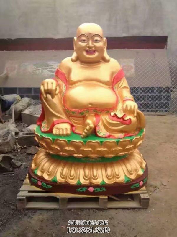 常用彌勒佛像，鎏金效果，玻璃鋼彌勒佛像生產(chǎn)