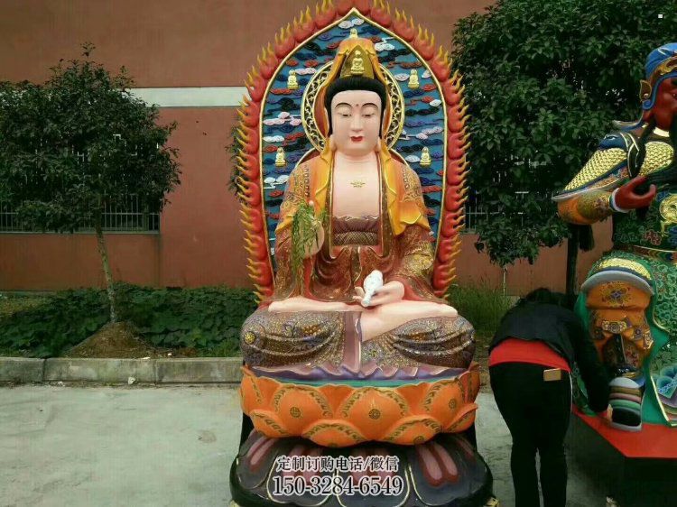 常用觀音佛像，鎏金效果，玻璃鋼觀音佛像生產(chǎn)