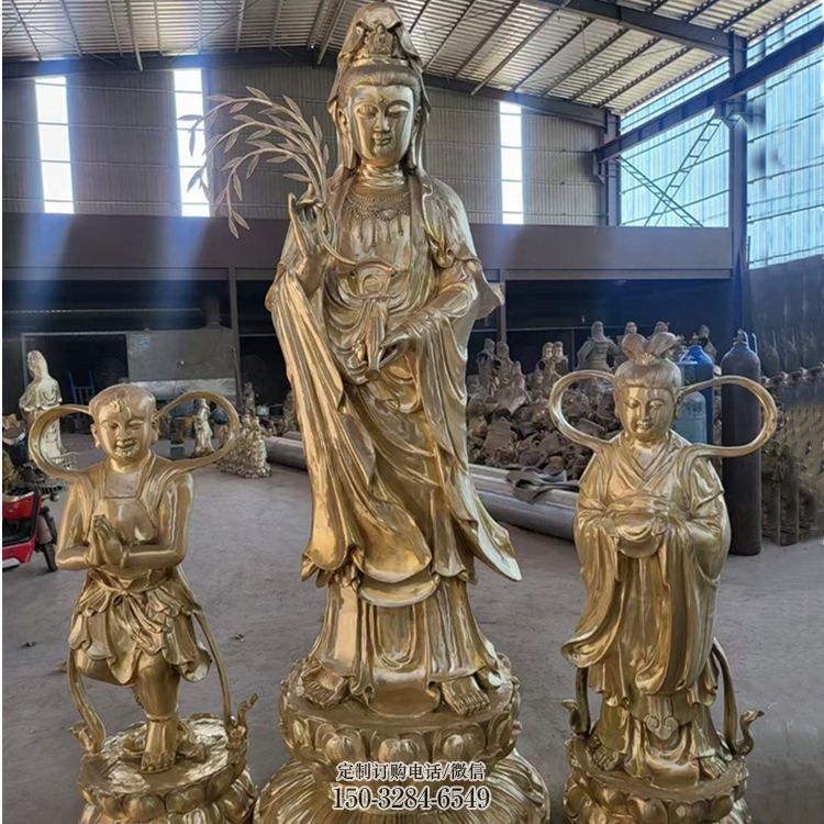 戶外觀音佛像工廠，彩繪工藝，大型觀音銅佛像加工